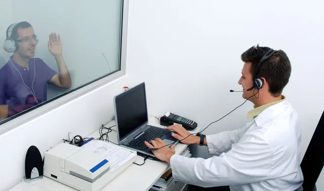 Patient at hearing exam